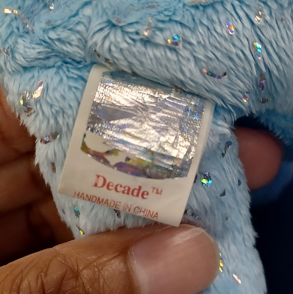 -TY Beanie Babies "DECADE (light blue)" 10th Anniversary Teddy Bear - Sparkly - Picture 7 of 8